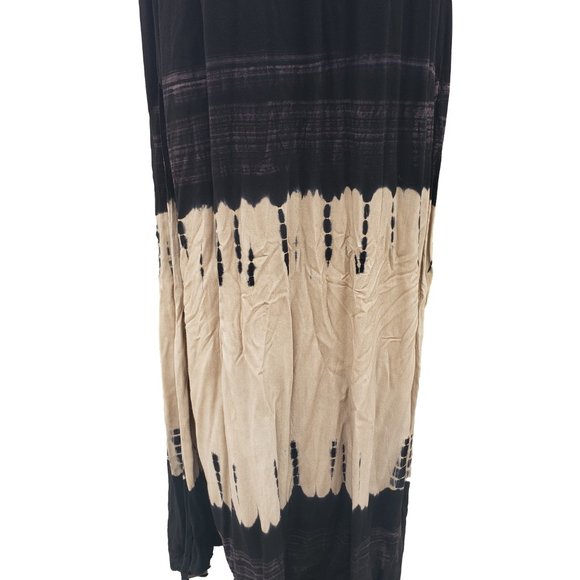 Stillwater Maxi Dress Halter Black Jersey Tie Dye Hem Side Slits Medium - Picture 4 of 12